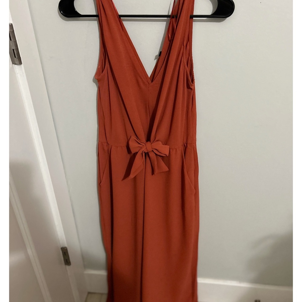 Rust colored wide legged jumpsuit